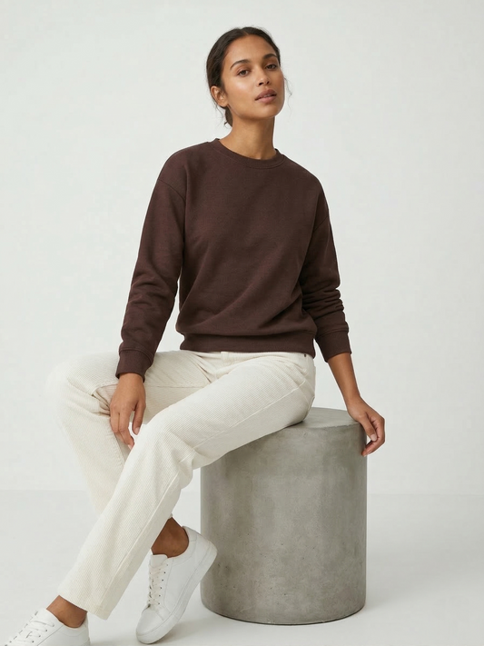 3 İplik Şardonlu Kahverengi Kadın Sweatshirt