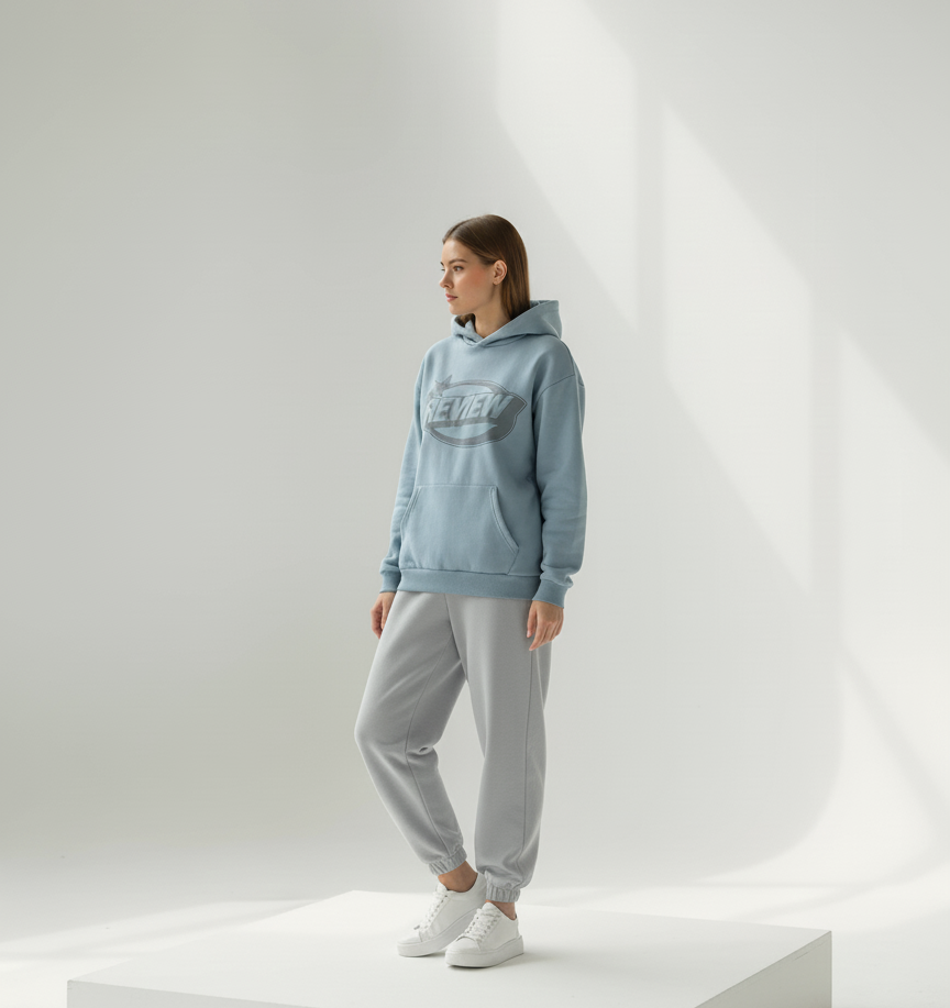 Mavi Review Baskılı Oversize Kapüşonlu 3 İplik Şardonlu Sweatshirt