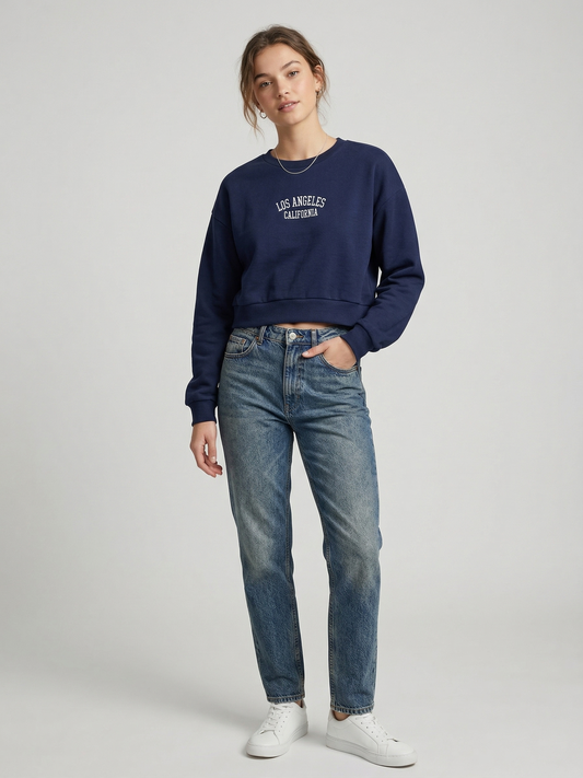 Baskılı Crop Sweatshirt