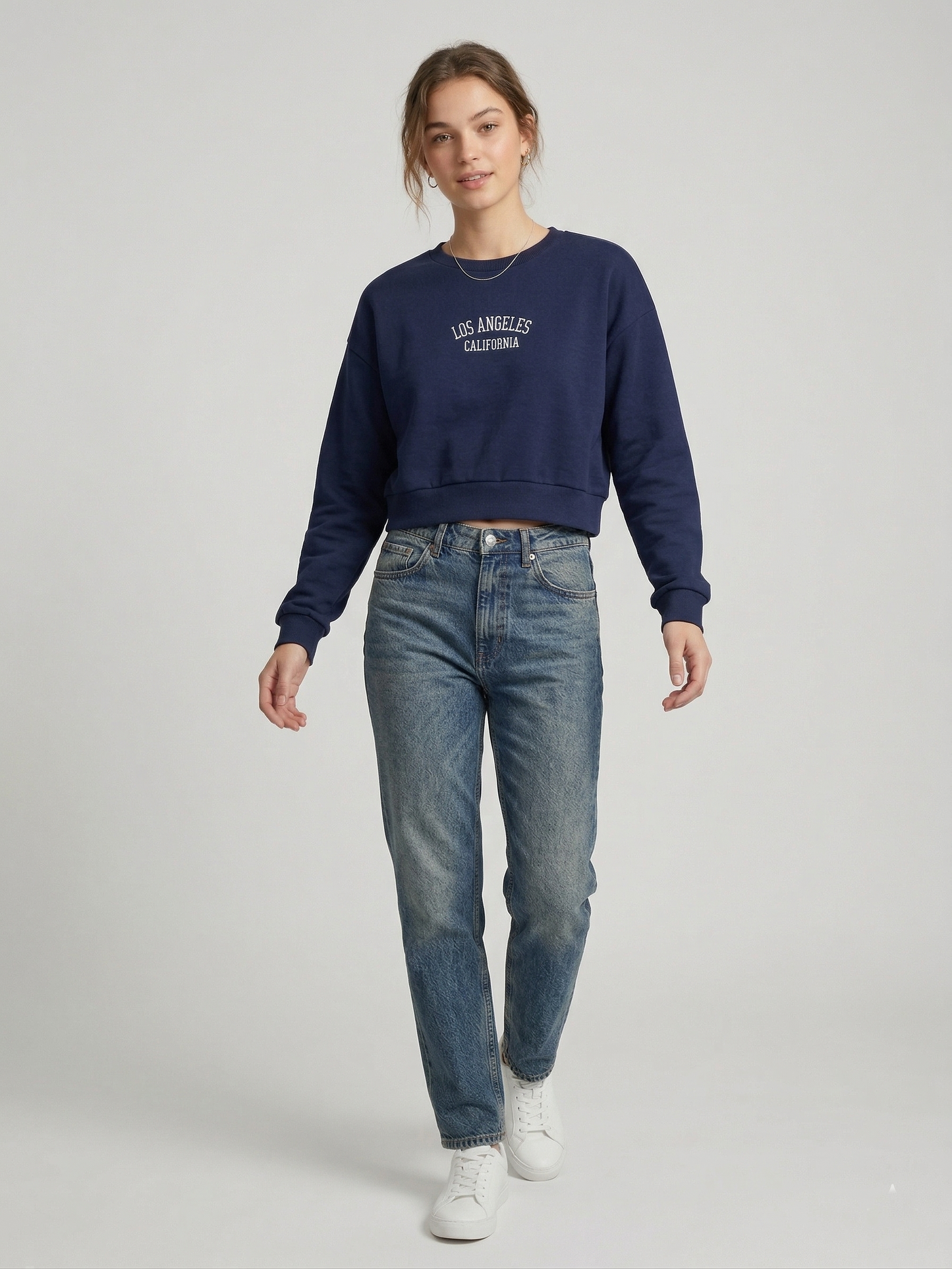 Baskılı Crop Sweatshirt
