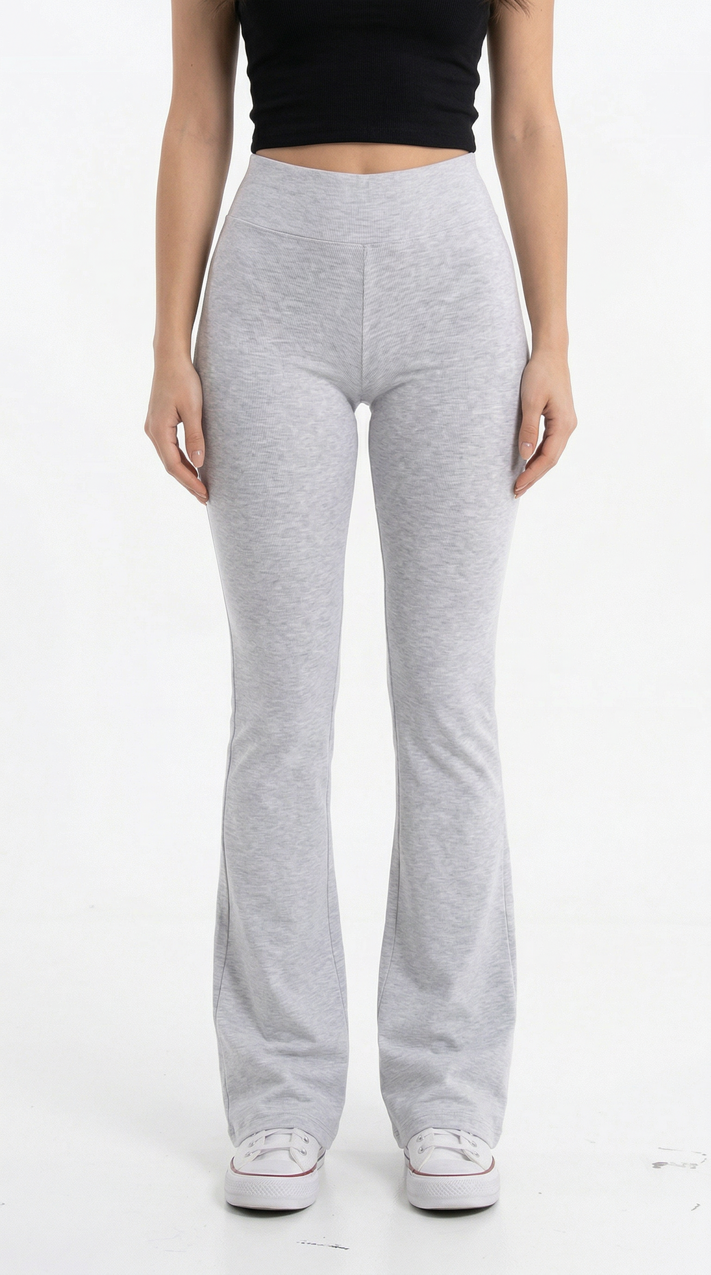 Gri Ribana Kumaş İspanyol Paça Tayt