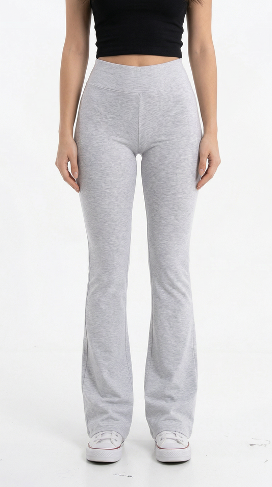 Gri Ribana Kumaş İspanyol Paça Tayt