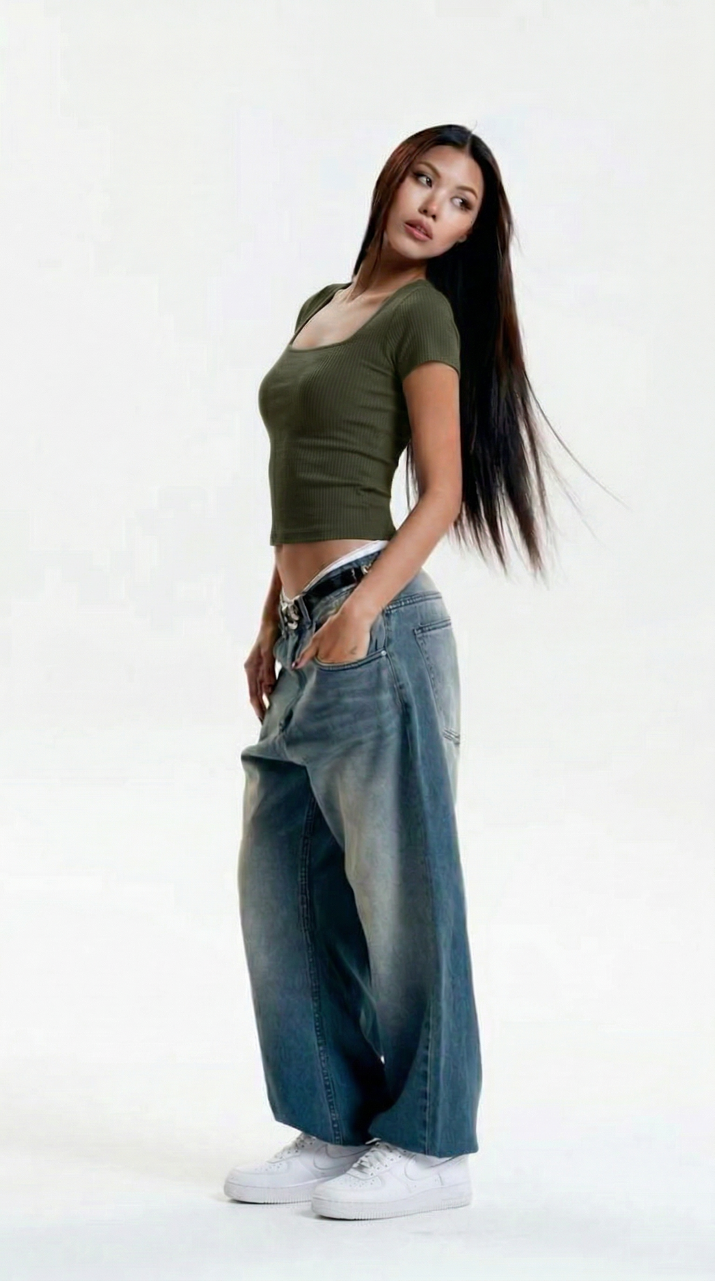 Ribanna Kumaş Kare Yaka Kısa Kollu Crop Bluz