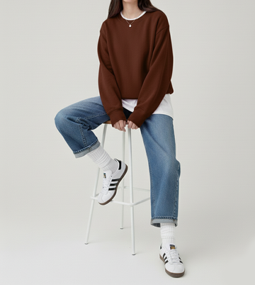 3 İplik Şardonlu Kahverengi Sweatshirt