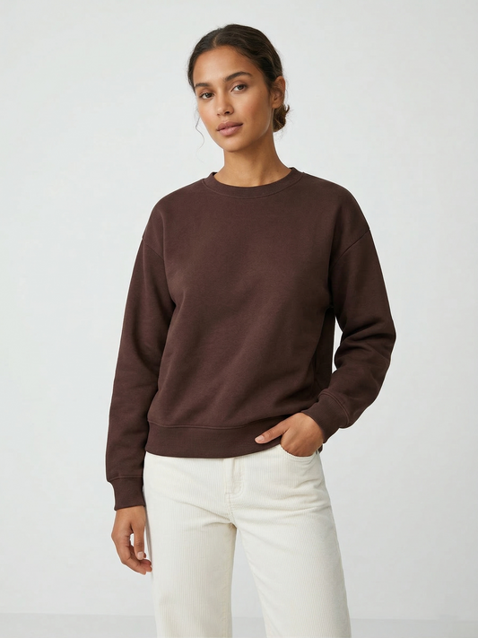 3 İplik Şardonlu Kahverengi Kadın Sweatshirt