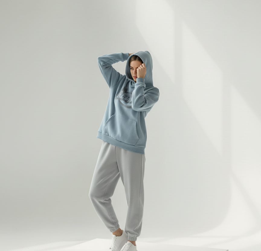 Mavi Review Baskılı Oversize Kapüşonlu 3 İplik Şardonlu Sweatshirt