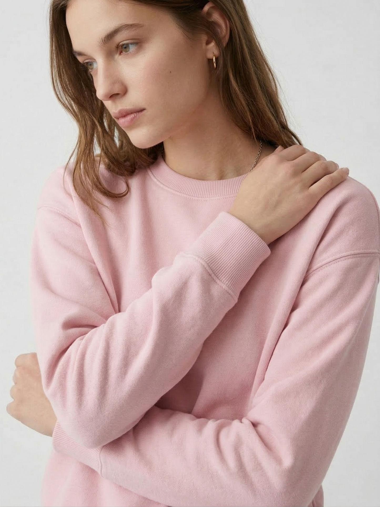 3 İplik Şardonlu Pembe Sweatshirt