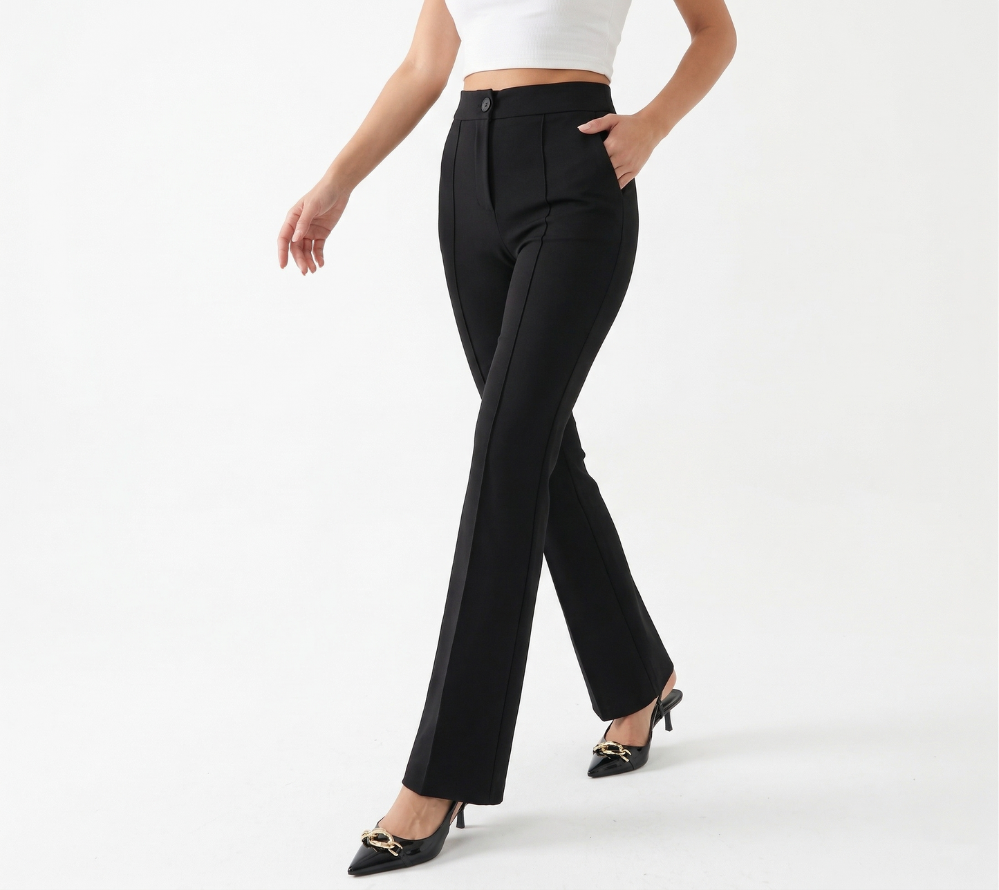 Kadın Krep Kumaş Palazzo Pantolon