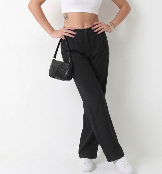 Likralı Ön Pileli Kadın Palazzo Pantolon