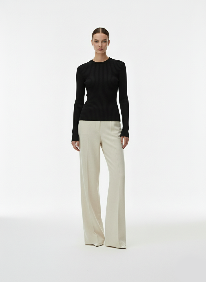 Siyah Slim Fit Triko Kazak