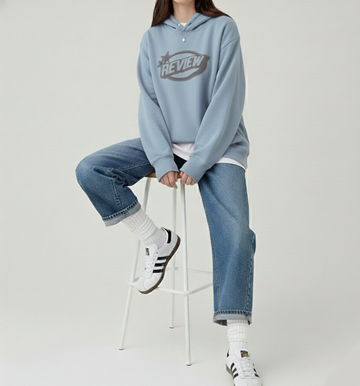 Mavi Review Baskılı Oversize Kapüşonlu 3 İplik Şardonlu Sweatshirt