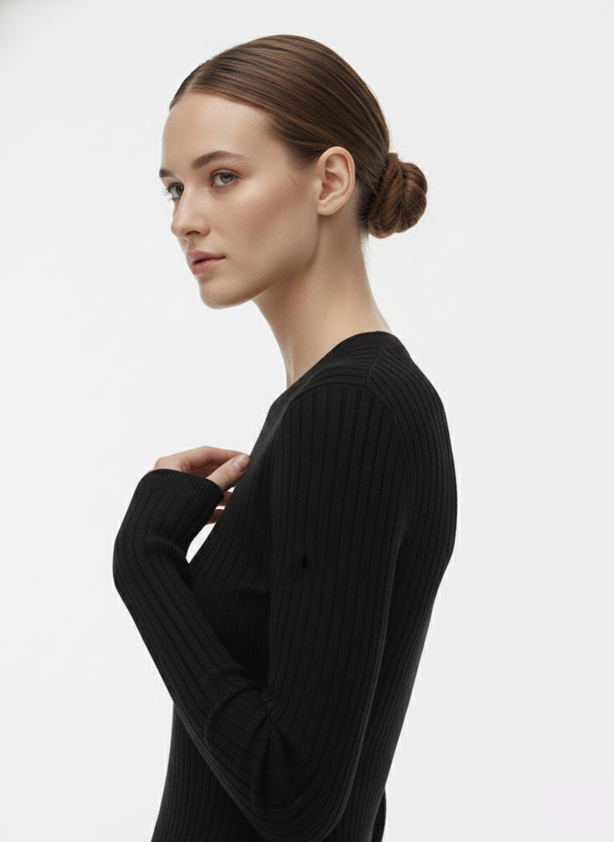 Siyah Slim Fit Triko Kazak