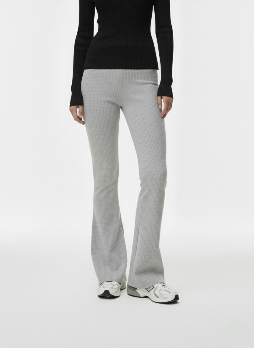 Gri Ribana Kumaş İspanyol Paça Tayt