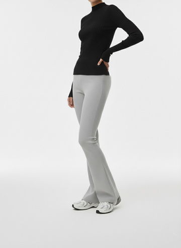 Gri Ribana Kumaş İspanyol Paça Tayt